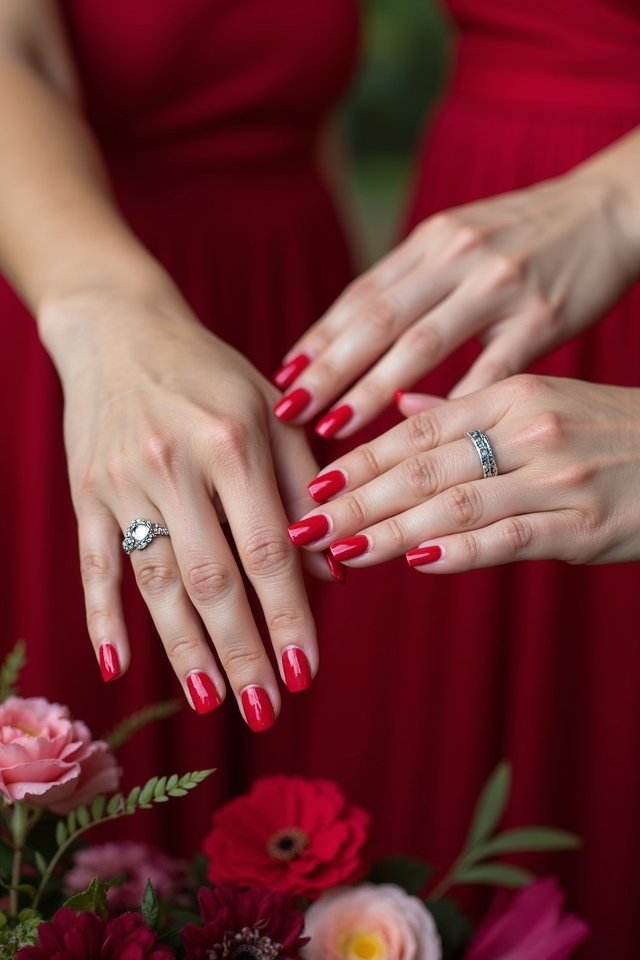 bold red pink ombre nails