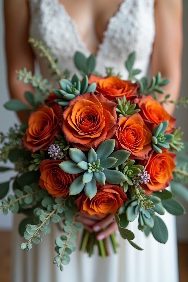 bold succulents and roses