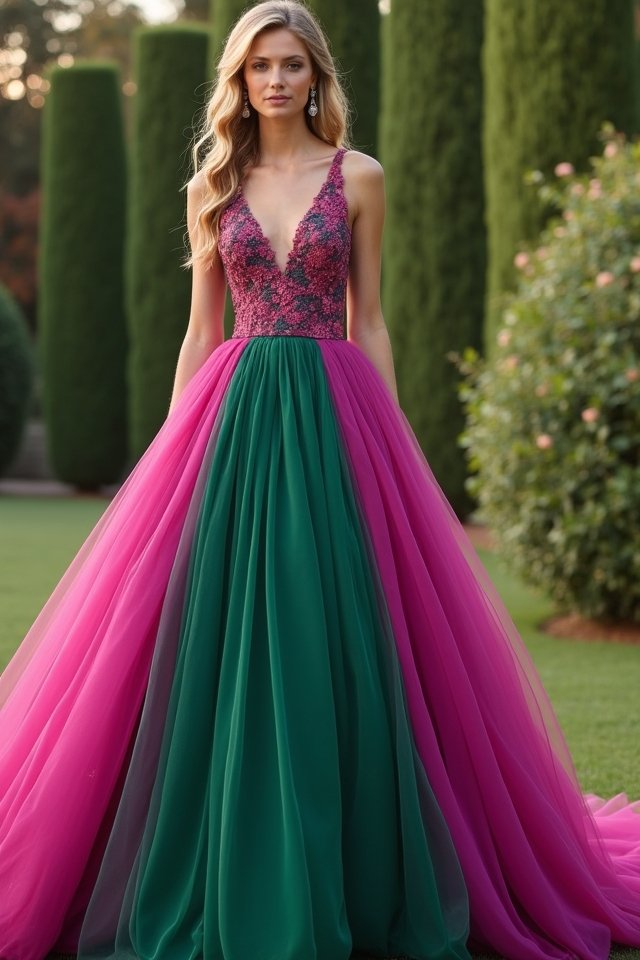 bold vibrant wedding gown