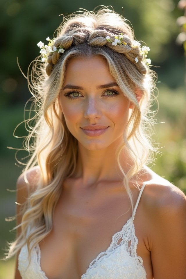 braided crown wedding hairstyle