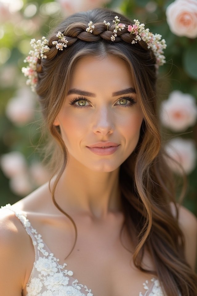 braided crown with cascading locks