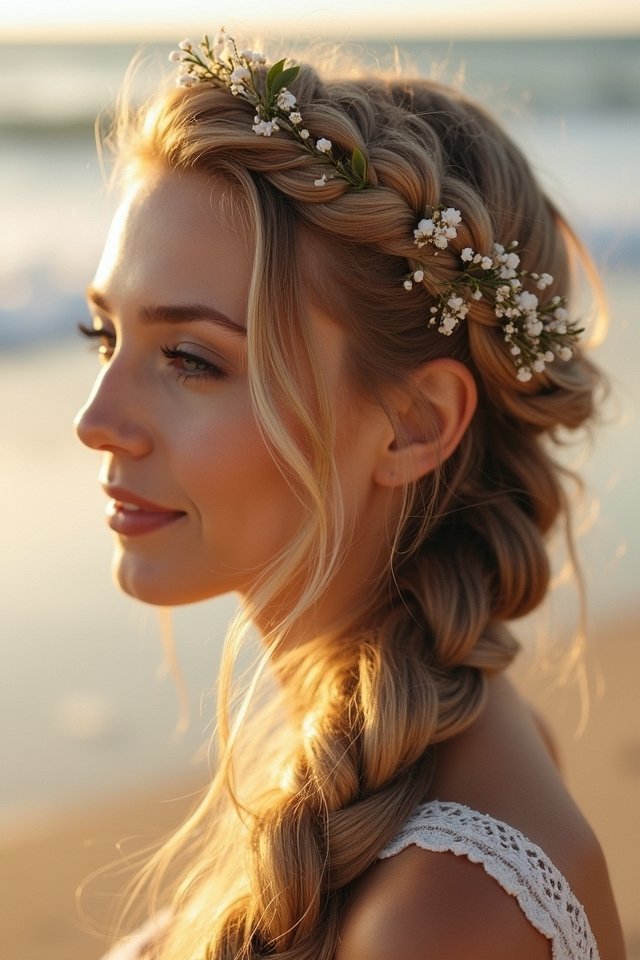 braided crown with flowers