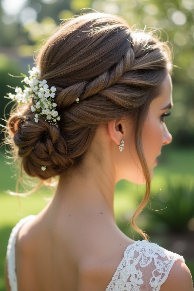 braided updo with flair