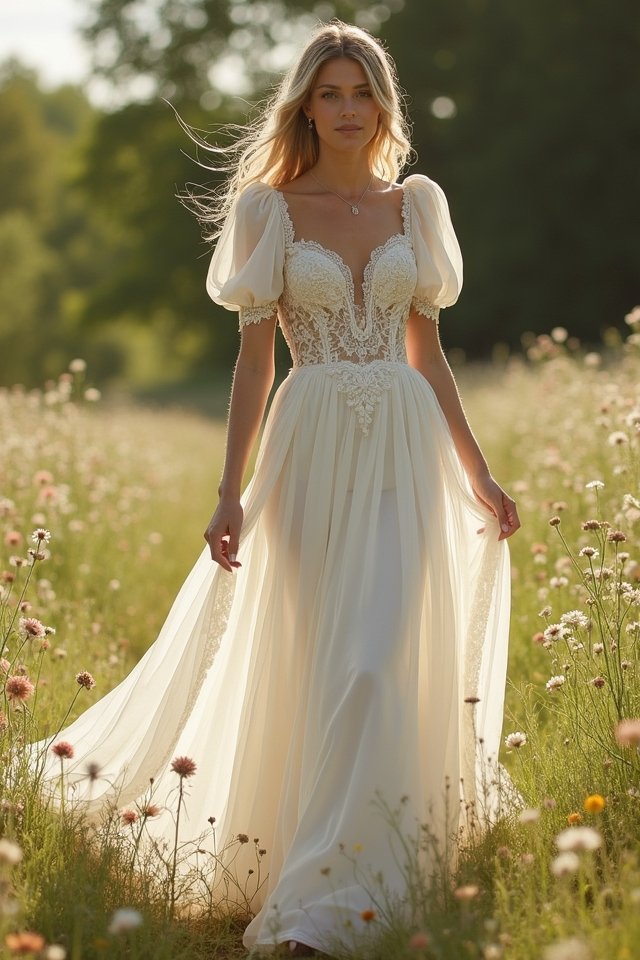 breathtaking bishop sleeve elegance