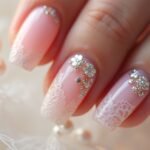 bridal nails with pearls