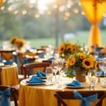 bright yellow and blue decorations