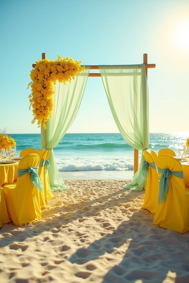 bright yellow seafoam wedding