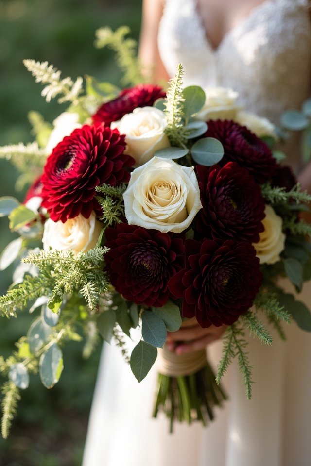 burgundy and cream bouquet