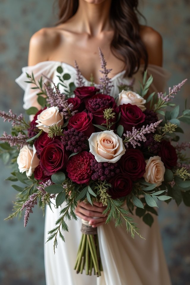 burgundy and pastel bouquet