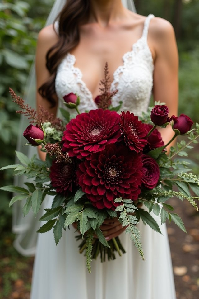 burgundy blooms with vibrant greens