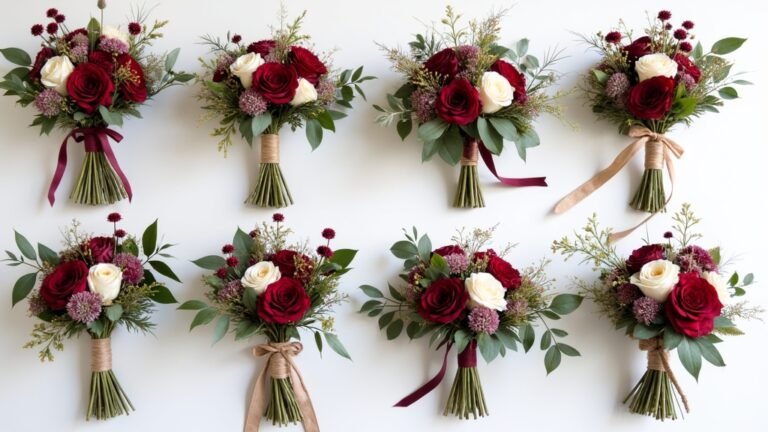 burgundy boho wedding bouquets