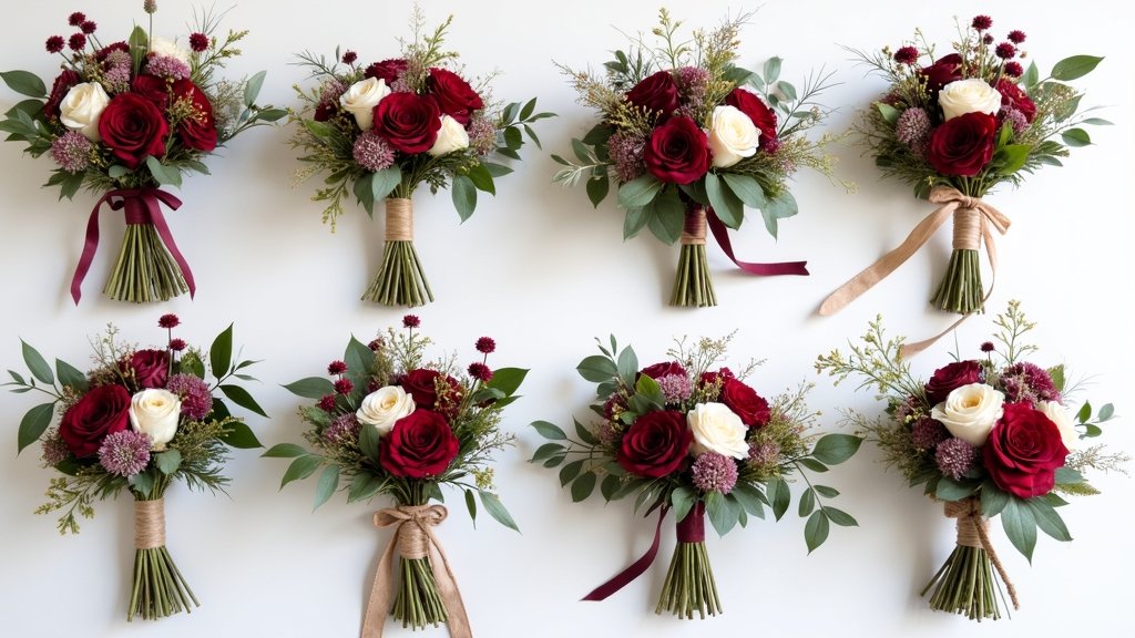 burgundy boho wedding bouquets