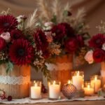 burgundy boho wedding centerpieces
