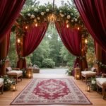 burgundy boho wedding entrance