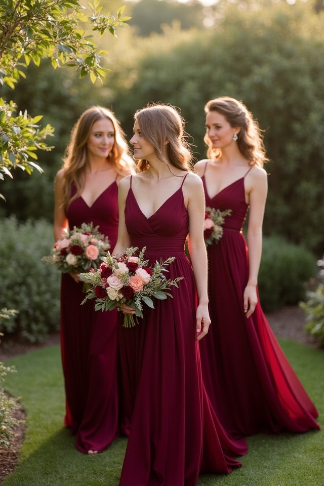 burgundy bridesmaid dress elegance