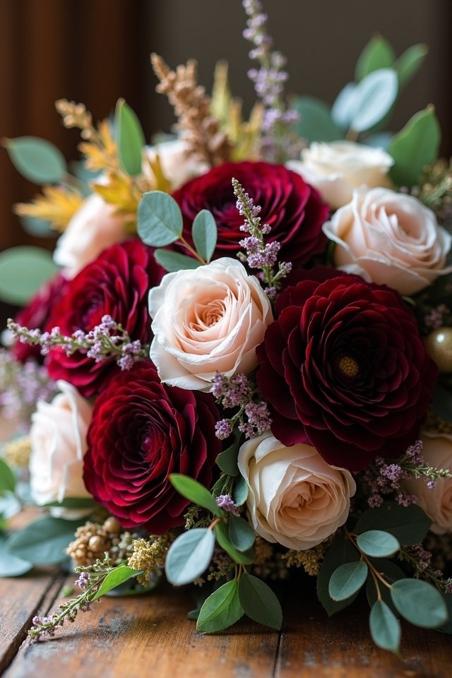 burgundy dahlias blush peonies