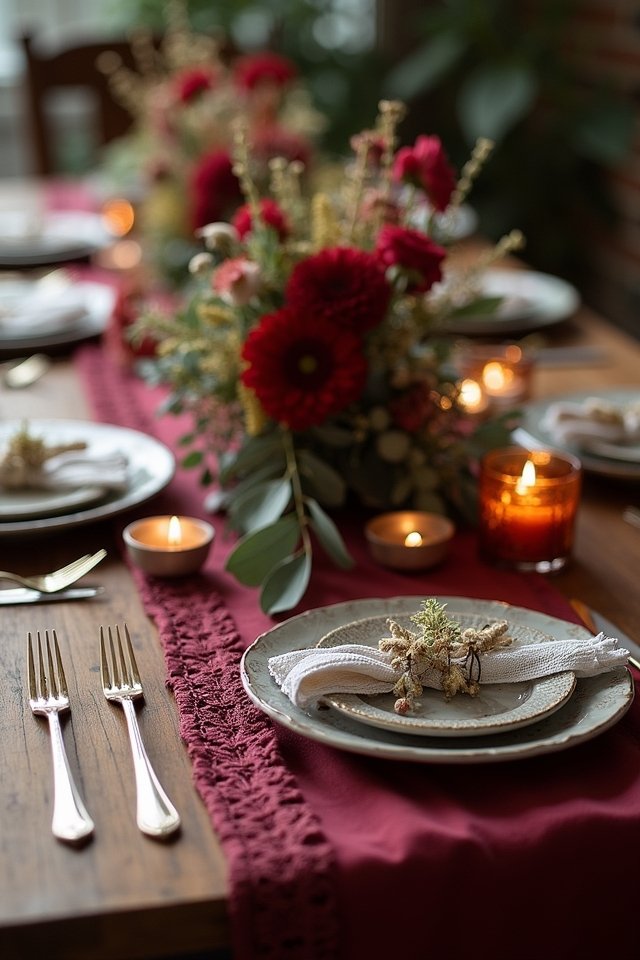 burgundy table runner elegance