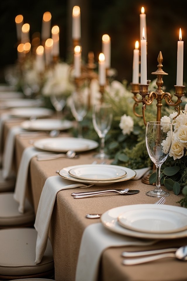 burlap and candelabras elegance