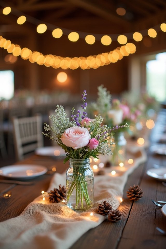 burlap tablecloths create charm