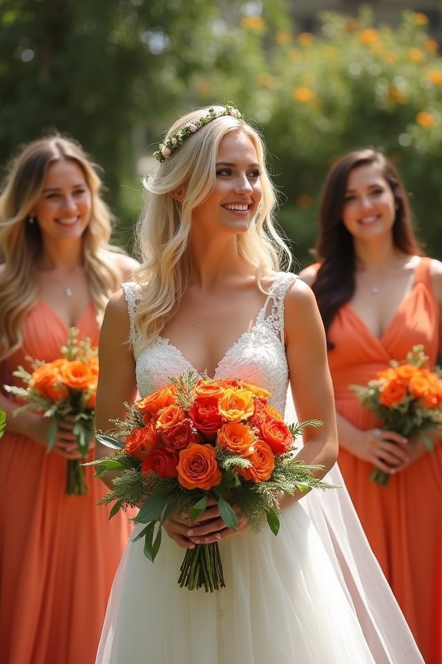 burnt orange and greenery elegance