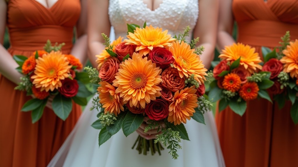burnt orange wedding florals