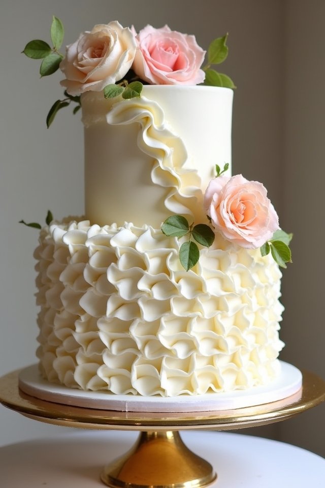 buttercream ruffles with blooms