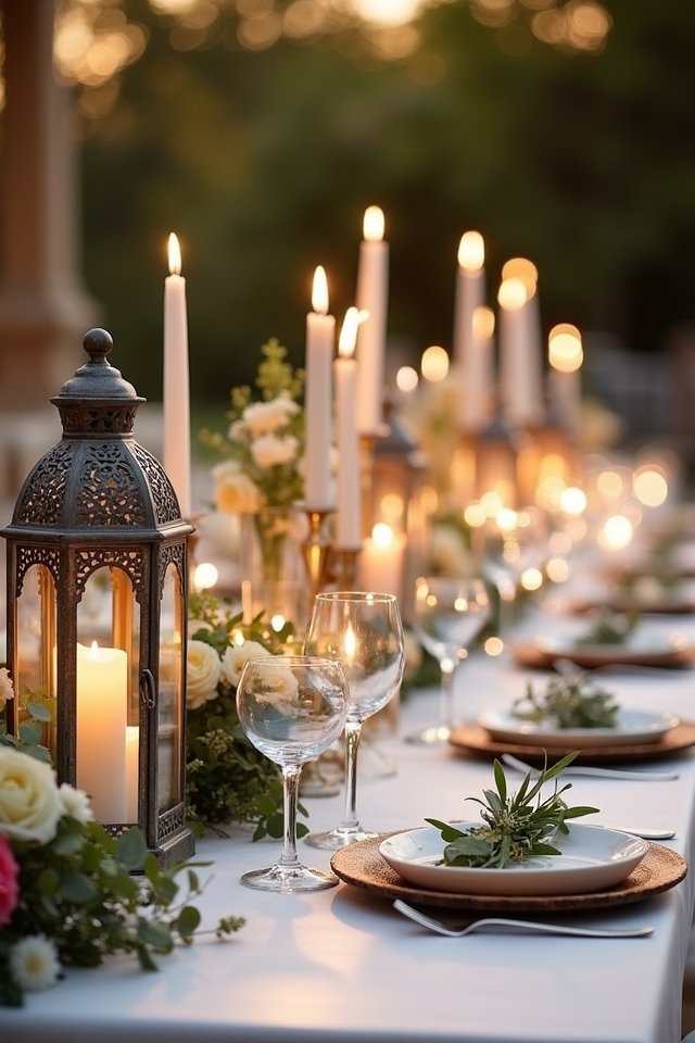 candle lit lantern wedding decor