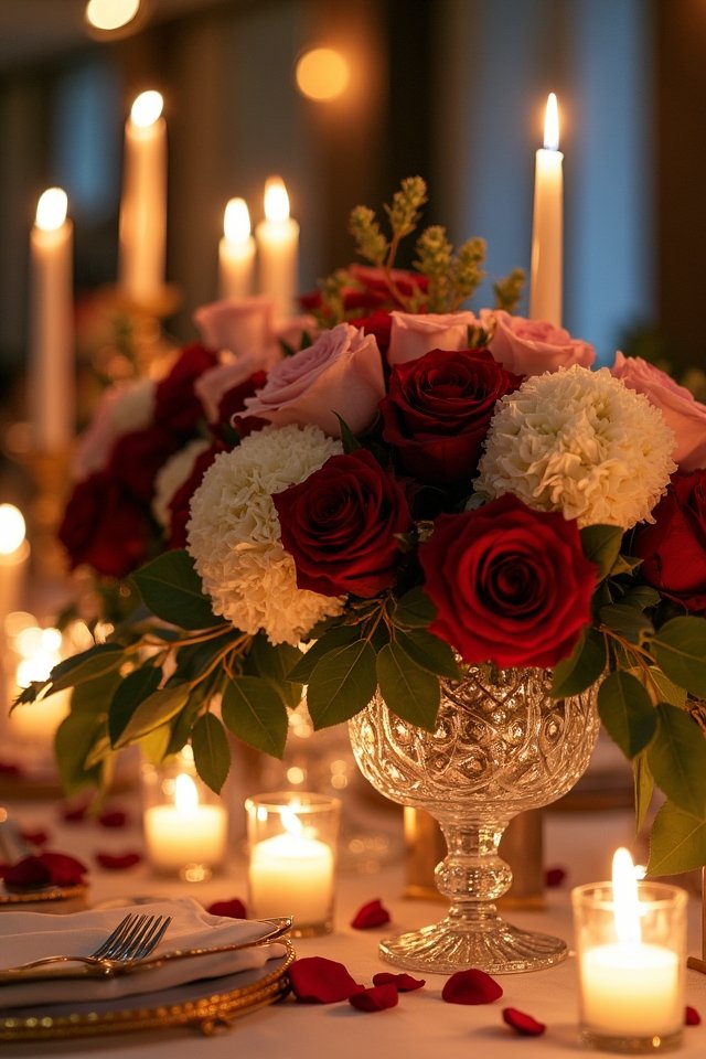 candlelit floral centerpiece decor