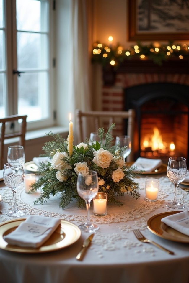 candlelit winter dinner reception