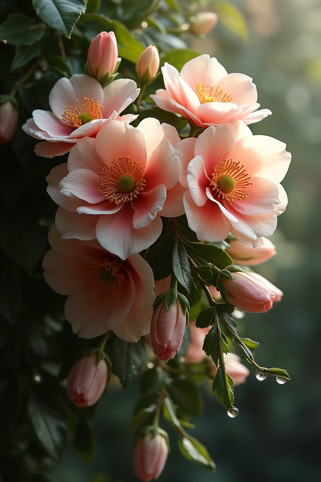 cascading elegant quince bouquet