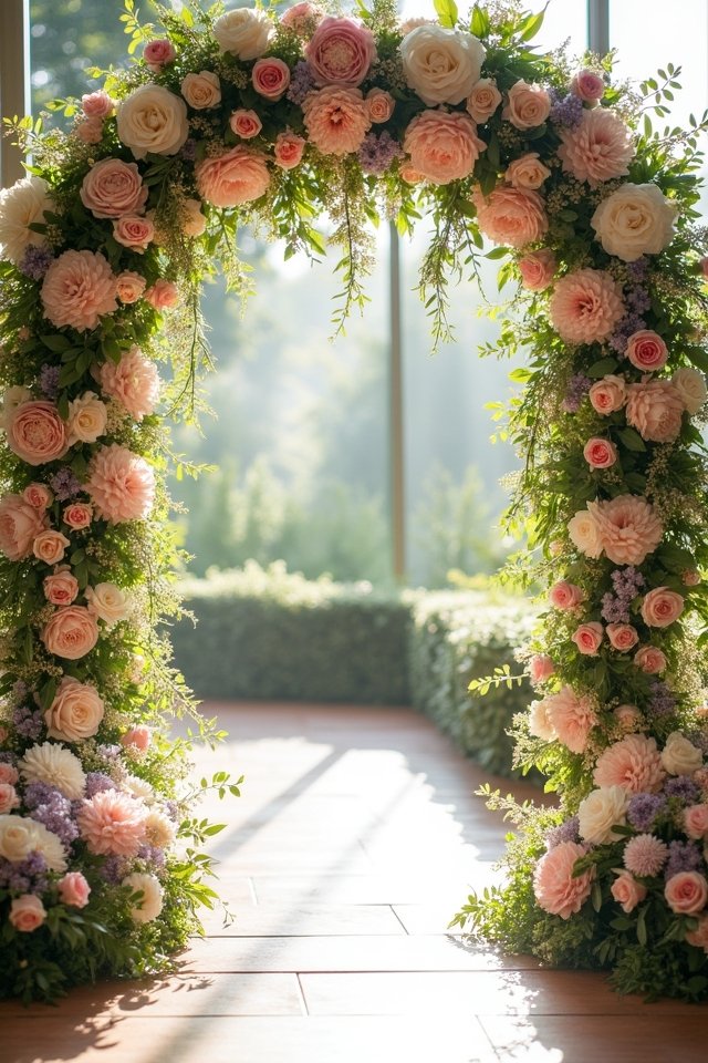 cascading floral wedding altar