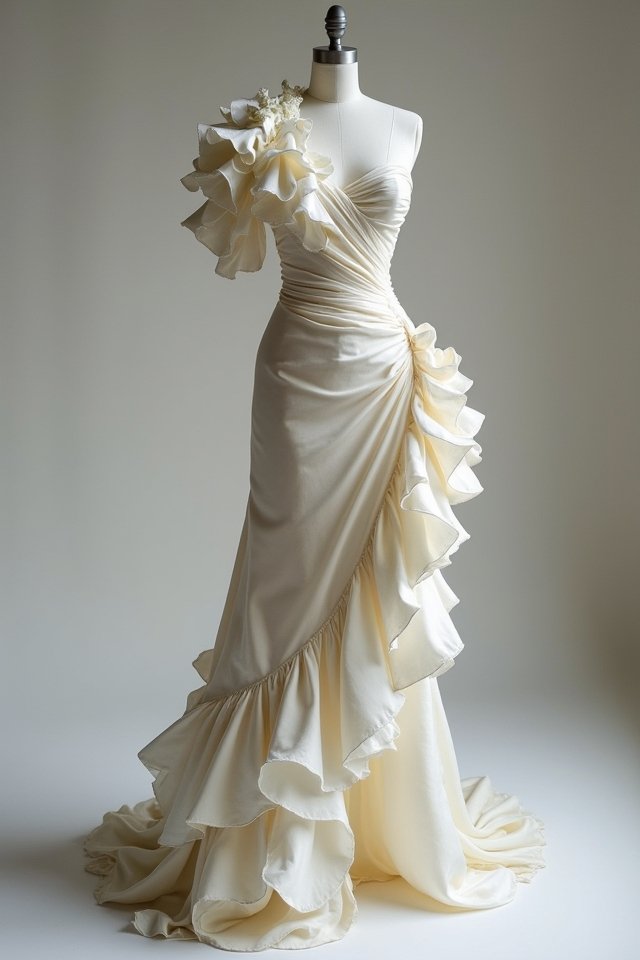 cascading ruffles create romance
