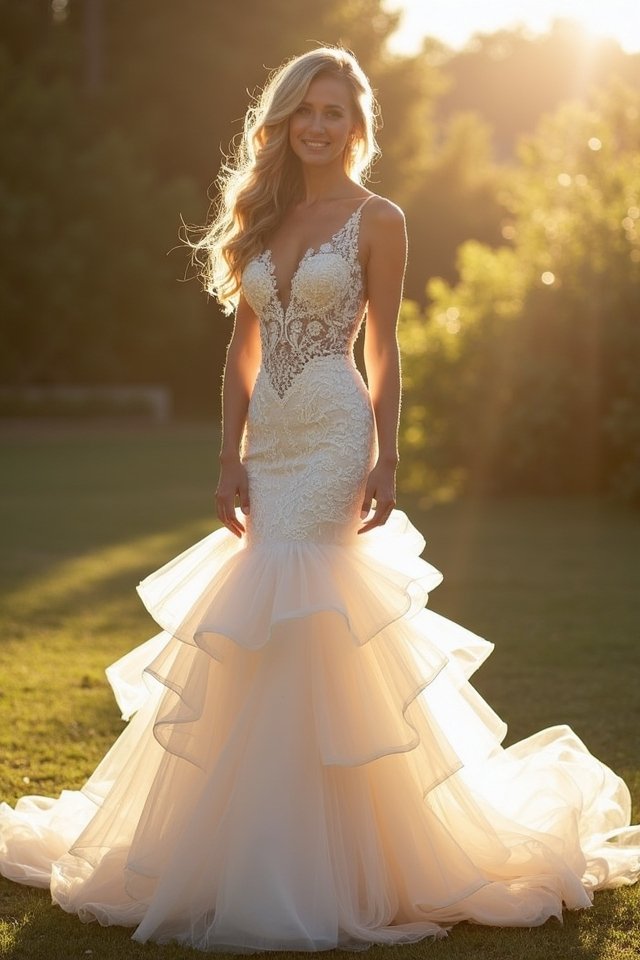 cascading ruffles mermaid silhouette