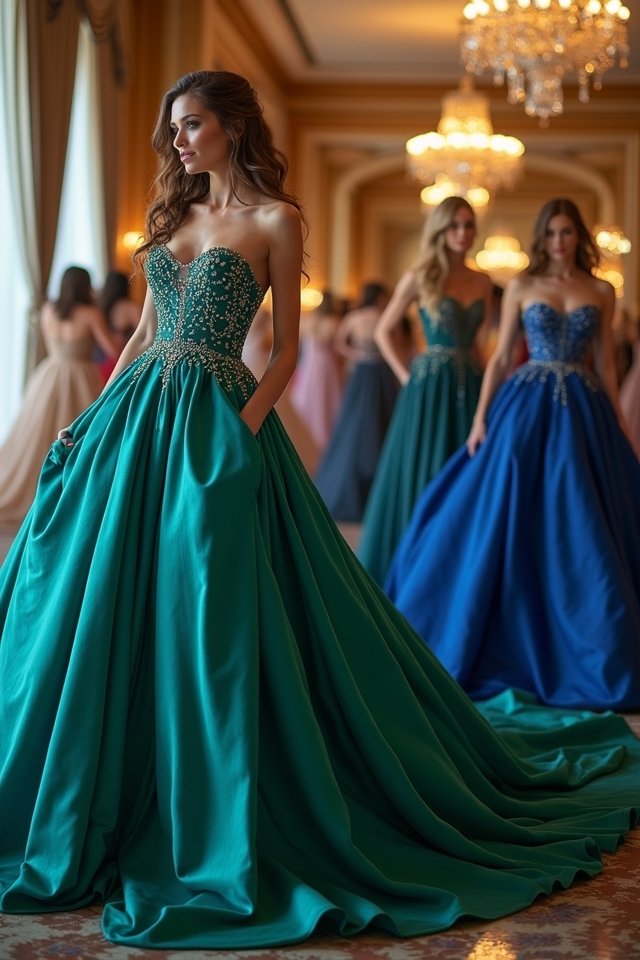 cascading trains luxurious ball gowns