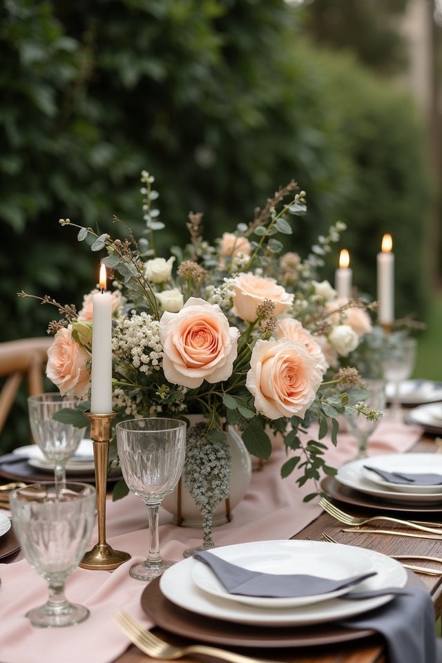 charcoal and soft peach elegance