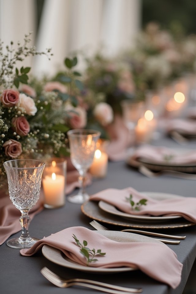 charcoal gray and dusty rose