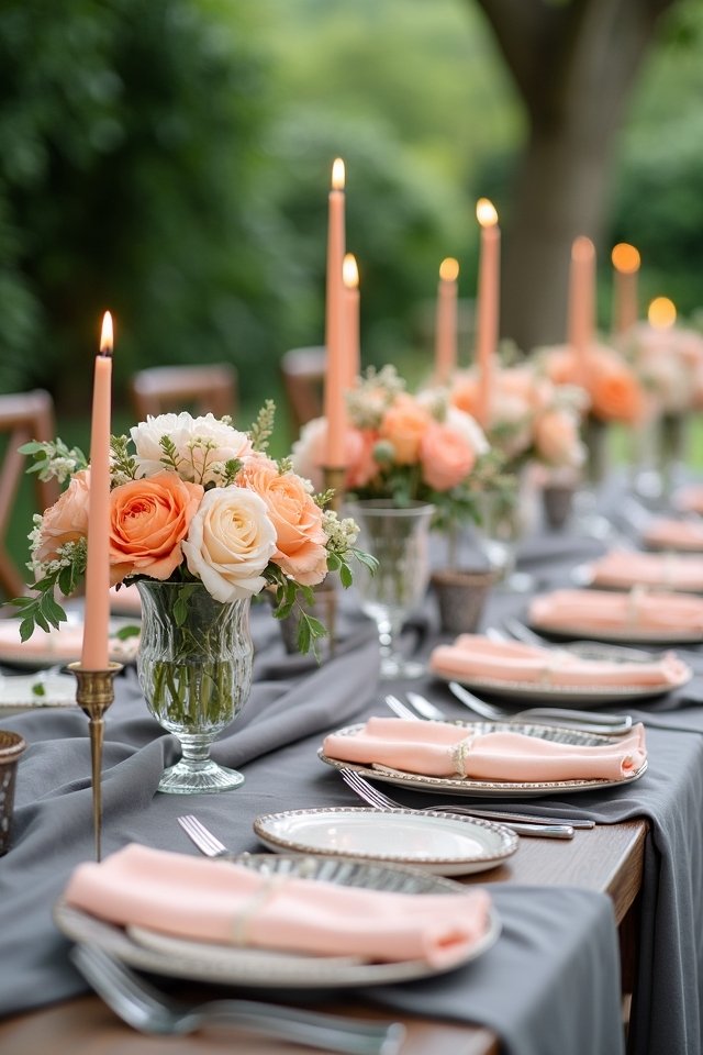 charcoal gray meets peach elegance