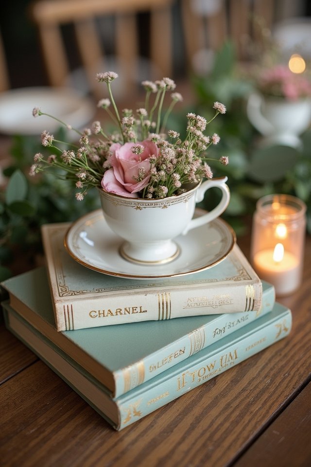 charming vintage book centerpieces