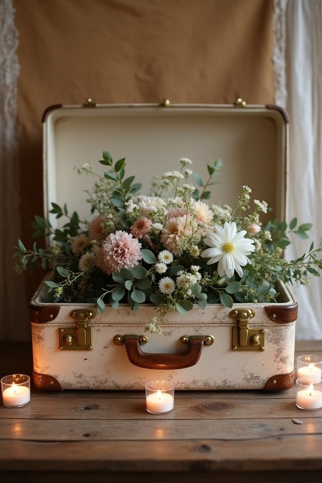 charming vintage suitcase centerpieces