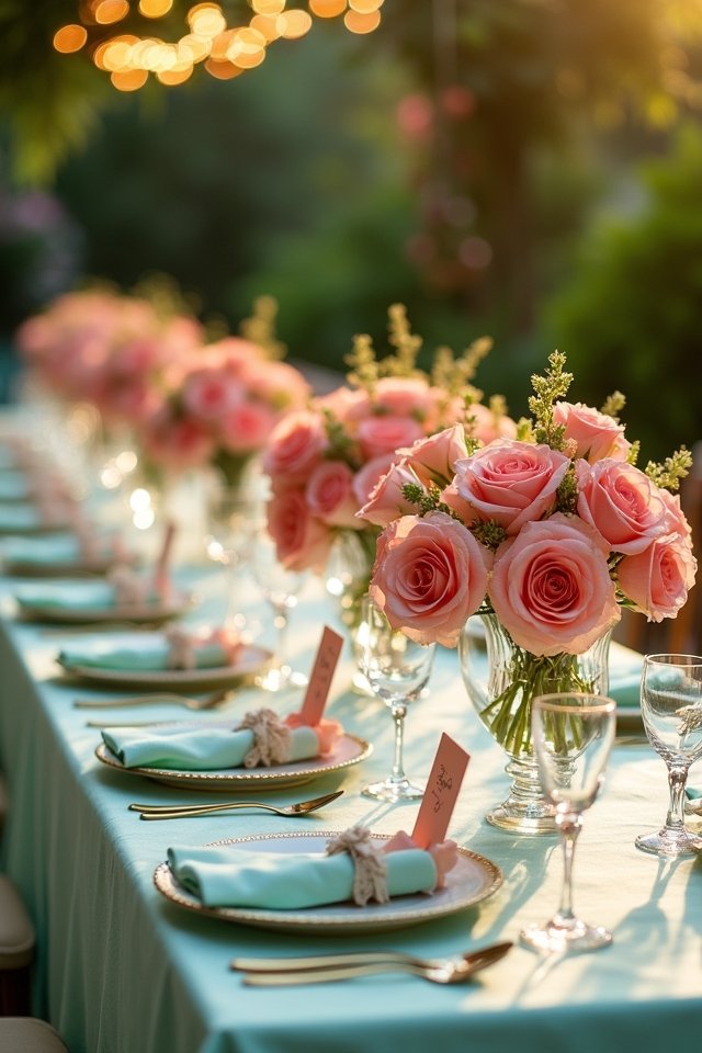 cheerful coral and mint