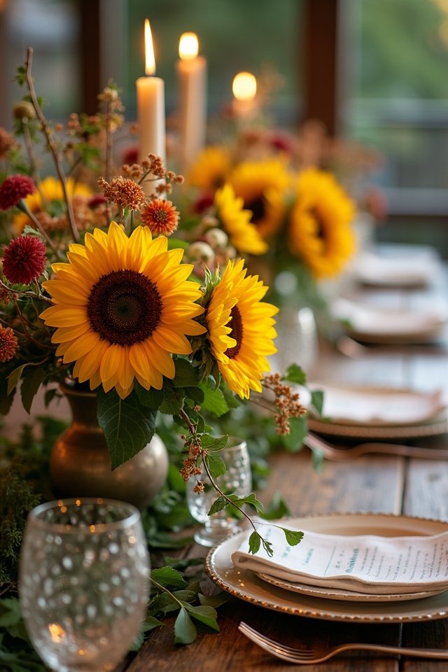 cheerful sunflower wedding arrangements