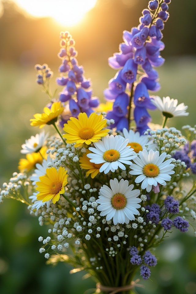 cheerful wildflower wedding bouquet