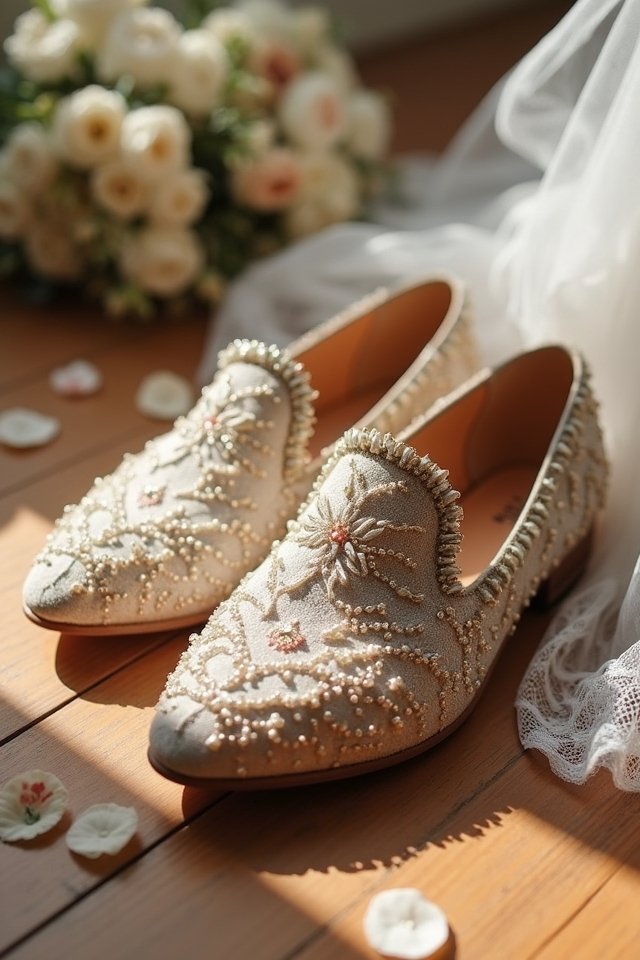 chic beaded bridal slip ons