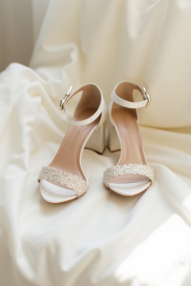 chic block heel bridal shoes