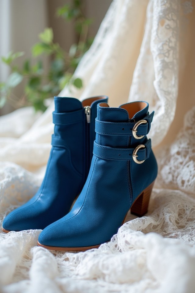 chic blue ankle boots