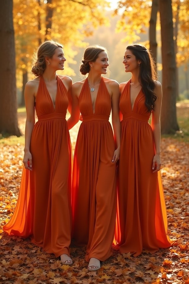 chic burnt orange halter dress