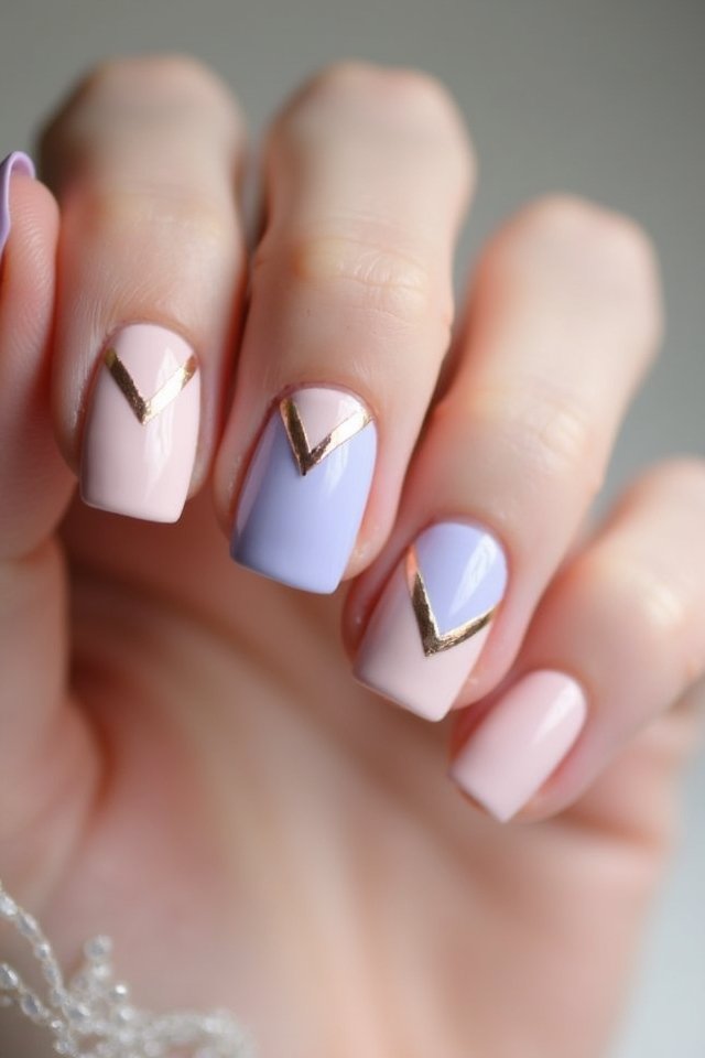 chic geometric bridesmaid nails