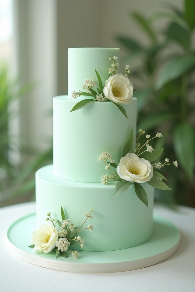 chic green accented tiered cake