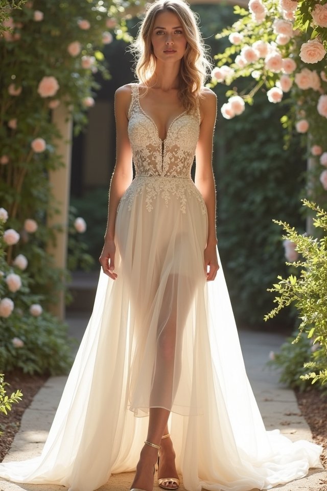 chic high low bridal gown