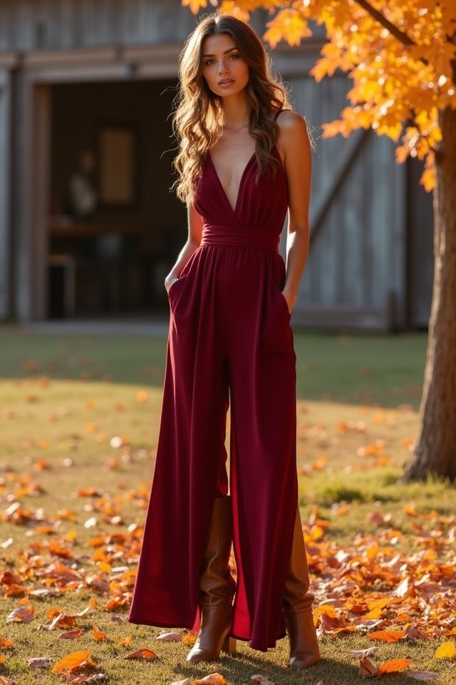 chic jumpsuit knee high boots